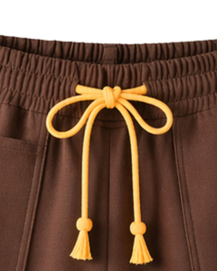 Conjunto de 2 Piezas para Mujer, Camiseta de Manga Corta con Bolsillo y Pantalones Cortos, Tejido de Punto, Corte Holgado, Cuello Redondo, Color Sólido, Primavera Verano - Product Image 3