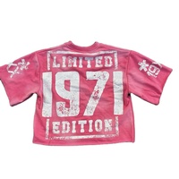 Camiseta de hombre personalizada con lavado de ácido desteñido al sol, holgada, 100% algodón, peso pesado, serigrafía, tejido, Boxy Fit Crop