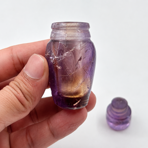 Flacon décoratif en cristal d'améthyste violette sculpté à la main, flacon de parfum en pierre précieuse, pot de pierre de guérison spirituelle pour la décoration de la maison - Product Image 6