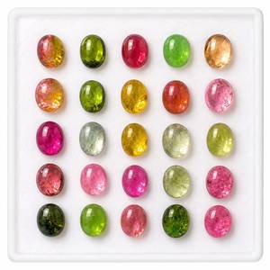 Pierres précieuses naturelles multicolores en tourmaline, taille ovale, polies, 4x5MM, effet de couleur, pour la fabrication de bijoux, pierres TASBIYA, tiers - Product Image 1