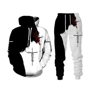 Custom Sublimation Unisex Winter Sporty Solid Skinny Tracksuit Set 3D Hoodie <b>Jogger</b> <b>Polyester</b> Warm Printed Sweatshirt Sweatpants - Product Image 6
