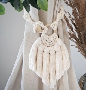 Macrame Curtain <b>Tieback</b>: Boho Cotton Window Decor - Product Image 2