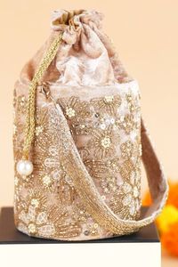 Bolso Potli Estándar Bordado con Cuentas y Cordón, Bolso de Mano para Fiestas, Bodas, Joyería y Cosméticos - Product Image 5