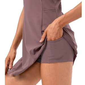Robe de tennis 2-en-1 pour femme avec short intégré, poches, sans manches, pour le golf, le pickleball, la pratique sportive, vente en gros OEM - Product Image 3