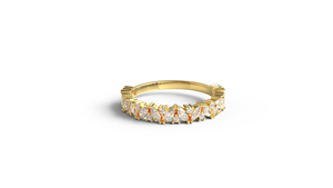 Luxury 18K Gold Marquise Round Diamond Ring Dainty Stackable Ring Band Cluster Eternity Wedding Band Fine Jewelry for Women - Product Image 1