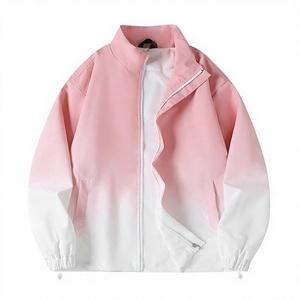 <b>Men</b> Gradient Color Racer <b>Jacket</b> Stand Collar Zipper Closure Sporty Style Polyester <b>Lightweight</b> Spring Wear - Product Image 2