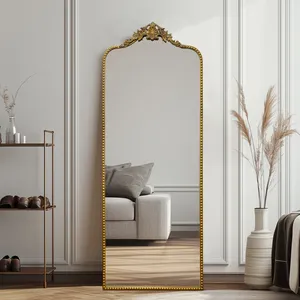 Miroir mural rectangulaire plaqué or, miroir décoratif Hollywood Glamour pour salon, décoration intérieure - Product Image 2