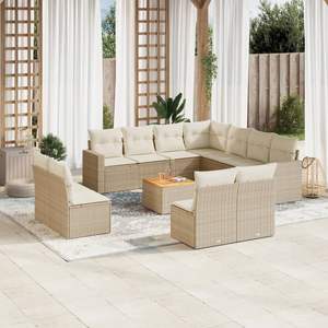Conjunto de Sofás de Jardín de Ratán Beige, 6 Plazas, Muebles de Exterior, Diseño Contemporáneo - Product Image 3