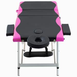 Table de massage pliable en aluminium à 3 zones, noire et rose, pour la relaxation et le confort - Product Image 2