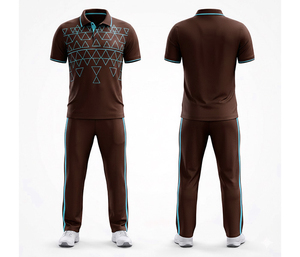 Ensemble uniforme de cricket bleu marine à manches courtes pour homme avec imprimé géométrique, en polyester respirant, coupe classique, toutes saisons - Product Image 3
