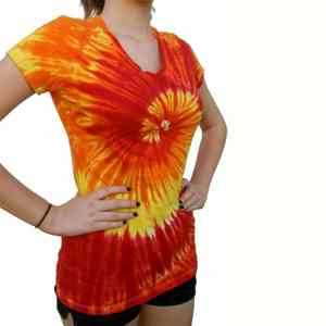 T-shirt violet à manches courtes et col rond en coton respirant, style tie-dye oversize, tendance estivale, streetwear pour femme - Product Image 4