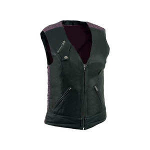 Chaleco de cuero PU para mujer, cuello en V, cierre de cremallera, sin mangas, color sólido, estilo motero, ropa exterior - Product Image 4