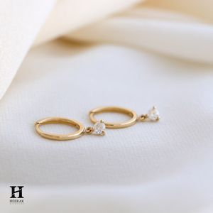 Minimalist 14K <b>Gold</b> Huggie Hoop <b>Earrings</b> Sparkling Diamond <b>Dangle</b> Drop Charm <b>Earrings</b> for Women Fine Jewelry - Product Image 3