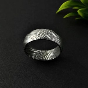 Anillo de boda unisex AR KNIVES INDUSTRY de acero de Damasco, 3mm-10mm, estilo clásico, chapado personalizado, engaste de canal, a la moda - Product Image 4