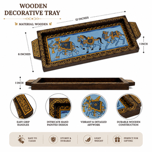Handcrafted Wooden Printed Serving Tray | Traditional Indian Decorative <b>Table</b> Tray - Product Image 5
