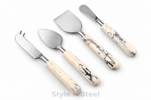 <b>Marble</b> Handle Cheese Knife Set Stainless Steel Cheese <b>Cutter</b> Fork Spreader Serving Tools for Kitchen Party - Product Image 3