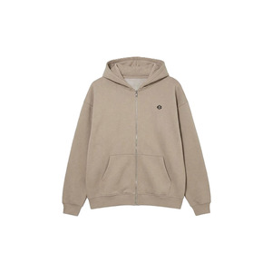 Sudaderas con capucha extragrandes con cremallera completa para hombre, de algodón polar beige, estilo urbano, con logo personalizado, lisas, de peso pesado, al por mayor - Product Image 4