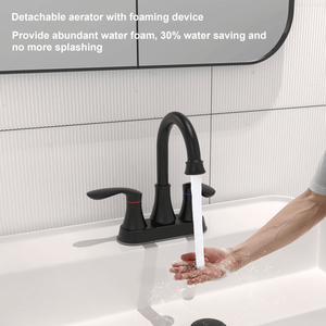 Rubinetto per lavabo da 4 pollici nero opaco con scarico a scomparsa e tubi di alimentazione per lavabi da bagno - Product Image 5