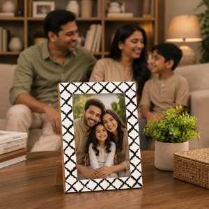 Handcrafted Black & White Moroccan Bone Inlay Photo <b>Frame</b> Decorative | <b>Wooden</b> <b>Picture</b> <b>Frame</b> for Tabletop & Wall Display Home - Product Image 3
