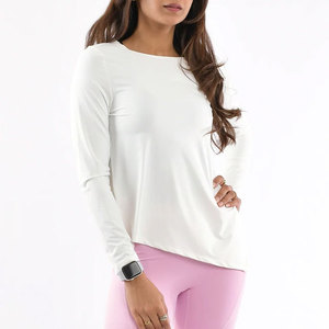 Camiseta Deportiva de Manga Larga para Mujer, Diseño con Corte en V Lateral, Corte Holgado, Ropa de Gimnasio al Por Mayor, Absorbe el Sudor - Product Image 5