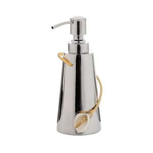 Dispensador de Jabón de Manos de Acero Inoxidable para Baño con Acento de Flor de Calla de Latón Hecha a Mano, Líquido Metálico Premium para Encimera - Product Image 1