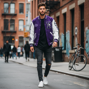 Chaqueta Varsity Deportiva Personalizada RexFit para Hombre, Chaqueta Bomber de Béisbol de Invierno con Mangas de Cuero PU, Logotipo Bordado, Directo de Fábrica OEM - Product Image 2