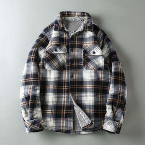 Chaqueta de lona vintage de alta calidad unisex con capucha de sherpa, estilo streetwear, patchwork, talla grande, a cuadros, forro grueso. - Product Image 4