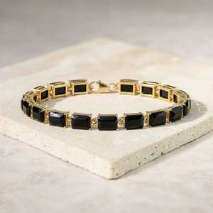 Pulsera de Lujo Vintage de Ónix Negro Natural, Plata de Ley 925, Hecha a Mano, Diseño Único y Elegante, Cadena Tipo Tenis, Regalo de Joyería para Mujer - Product Image 3