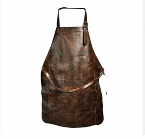 Vintage <b>Leather</b> <b>Apron</b> Cognac, Full Body <b>Leather</b> One Strap Butchers <b>Apron</b>, Custom Logo <b>Leather</b> <b>Apron</b> - Product Image 1