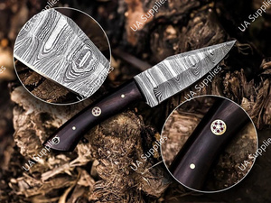 มีดแค้มปิ้งกลางแจ้งใบตายเหล็กดามัสกัสสุดหรู ขนาด 8 นิ้ว - ด้ามไม้พะยูงตามหลักสรีรศาสตร์ คมกริบ พร้อมปลอกหนังอเนกประสงค์ - Product Image 2