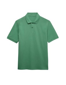Polo de Manga Corta Verde Sólido para Hombre, Informal, Tejido Oxford, Liso, Corte Regular, Diseño con Botones - Product Image 4
