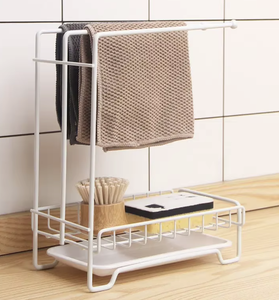 OEM/ODM Vietnam Punch Free <b>Wall</b> <b>Mounted</b> Movable Metal Storage Rack Sink Sponge Cloth Drain Organizer <b>Shelf</b> - Product Image 3