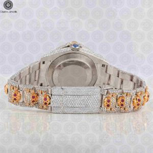Montre de luxe pour femme en acier inoxydable Charm Jewells, boîtier tonneau 38 mm, lunette sertie de diamants, mouvement à quartz analogique, fermoir papillon - Product Image 2