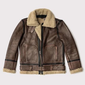 Aviator Brown Shearling <b>Leather</b> <b>Jacket</b> for <b>Men</b> - Product Image 1