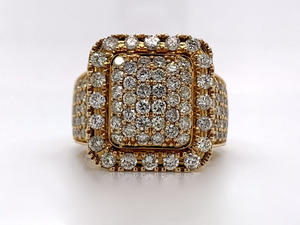 Unique Men's <b>Iced</b> Out Square Hip Hop 935 Sterling Silver Cluster <b>Ring</b> Custom Wedding, Engagement or Anniversary Gift - Product Image 3