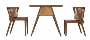 Chaise et Table de Salle à Manger Modernes en Bois et Rotin Tressé pour Intérieur et Extérieur, Idéales pour Cuisine, Jardin, Terrasse, Café, Restaurant – Offre Spéciale - Product Image 6