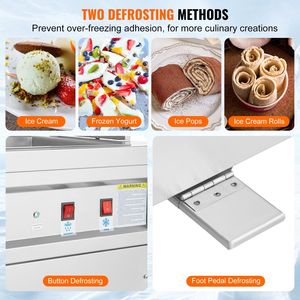 Macchina Commerciale per Gelato Arrotolato in Acciaio Inox 13,8'' x 13,8'', Piastra Quadrata per Gelato Fritto - Product Image 3