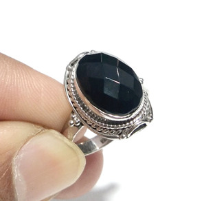 Anillo de Piedra Preciosa de Ónix Negro Natural, Plata de Ley 925, Corte Ovalado Facetado, Joyería Hecha a Mano, KGN SILVER JEWELLERY HOUSE - Product Image 5