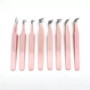 Ensemble de pinces à cils de précision rose Morje Surgical, en acier inoxydable, pointe lisse 10 mm, prise en main parfaite pour l'application d'extensions de cils - Product Image 1