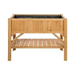 Jardinière surélevée en bois avec mini-serre intégrée, bac de culture extérieur surélevé, serre froide avec couvercle en verre, lit de culture pour plantes, étagère de rangement - Product Image 1