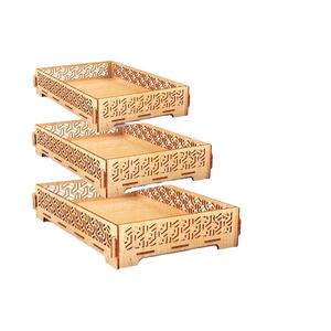 Bandeja de servir ecológica de madera con asa de corte láser para servir en la cocina, el comedor, el desayuno, el té, el café, los bocadillos y las bebidas. - Product Image 2