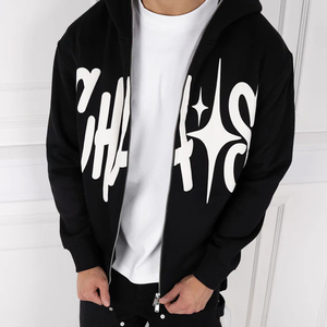 Sudadera con Capucha para Hombre, Estilo Urbano, con Estampado Puff, Mezcla de Algodón Grueso, Forro Polar Cálido, Fabricación Personalizada de Fábrica - Product Image 1