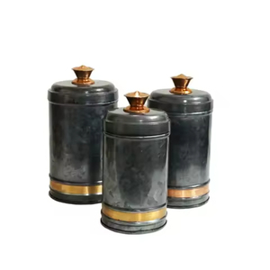 Glam Gold Leaf Decor Glass Food <b>Storage</b> Containers Cylinder Shape Airtight Lids Kitchen Freshness Preservation <b>Stackable</b> - Product Image 3