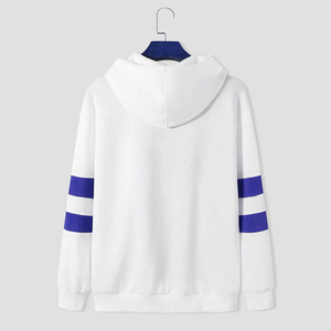 Sudadera con Capucha para Hombre INDEX, Diseño Color Block, Estilo Patchwork, Holgada, Informal, Otoñal, Tejida, Blanca y Azul - Product Image 2