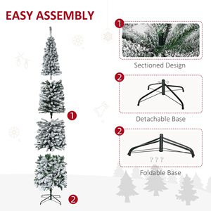 Albero di Natale in Pino Verde Sottile Non Illuminato da 210 cm, Albero di Natale Innevato da 2,7 m con 1014 Rami Realistici in PVC, Albero di Natale Pre-Illuminato con Rami a Cerniera - Product Image 6