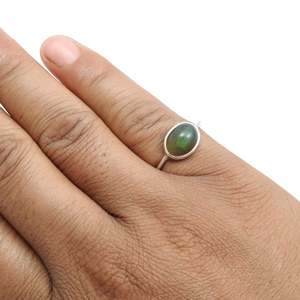 Oval Cut Natural Black <b>Opal</b> Gemstone Bohemian <b>Ring</b> In 925 Sterling Silver Wedding & Birthday Promise Band With Bezel Set Stone - Product Image 4