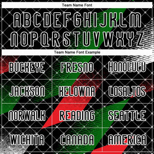 Uniformes de voleibol personalizados en negro y rojo, verde Kelly, con diseño geométrico palestino, sublimados, para hombre. - Product Image 5