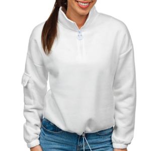 Sweat-shirt à col montant brodé pour femme avec logo personnalisé, nouvelle couleur unie sexy, 100% coton molletonné respirant pour l'hiver - Product Image 1