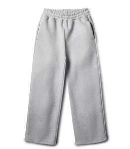 Men <b>Light</b> Gray Elastic Waist Cotton Sweatpants Casual Wide Leg Flared <b>Trousers</b> Autumn Style Knitted Breathable Pants - Product Image 2