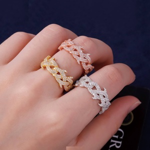 ZAWO HOUSE Luxury 18K Gold Plated Spiked Design VVS1 Mossanite Pave Setting <b>Ring</b> <b>925</b> Sterling <b>Silver</b> Hip Hop Cuban Style Unisex - Product Image 2